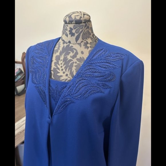 NWT Rimini  royal blue beaded 2 piece with jacket dress size 10 - Picture 5 of 6